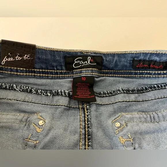 Earl Jeans Slim Bootcut Rhinestone Embellished Flap Pocket Jeans Size 10 NWT - Picture 6 of 7